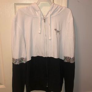 Victoria Secret PINK Black and White Zip Up Jacket